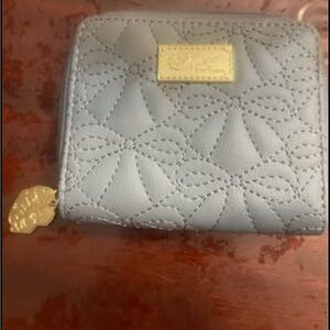 Betsey Johnson Light Blue Quilted Wallet with Gold Accents